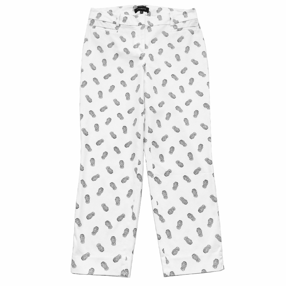 New TALBOTS White Pineapple Crop Pants 4 Curvy - Picture 3 of 7